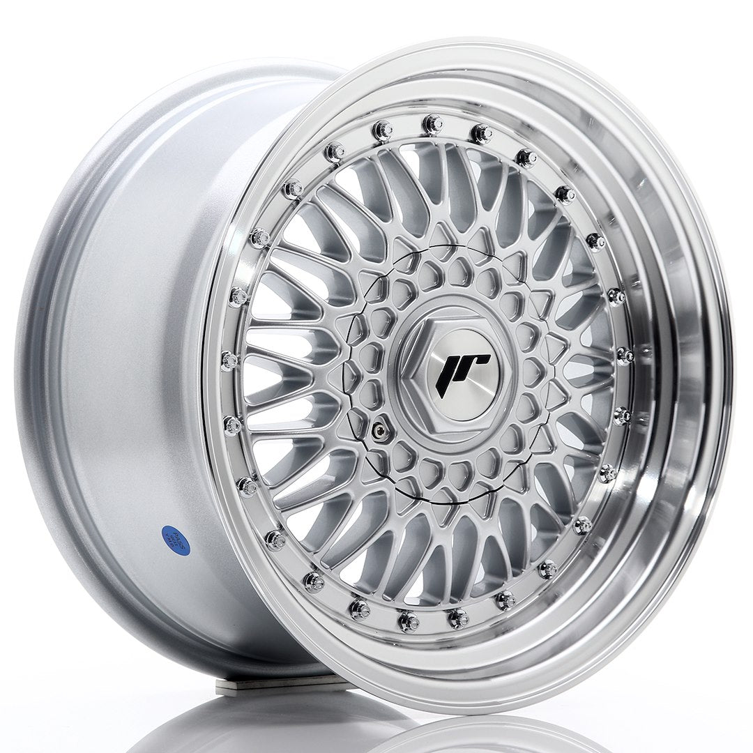 JR Wheels JR9 16x8 ET25 BLANK Silver w/ Machined Lip+Silver Rivets