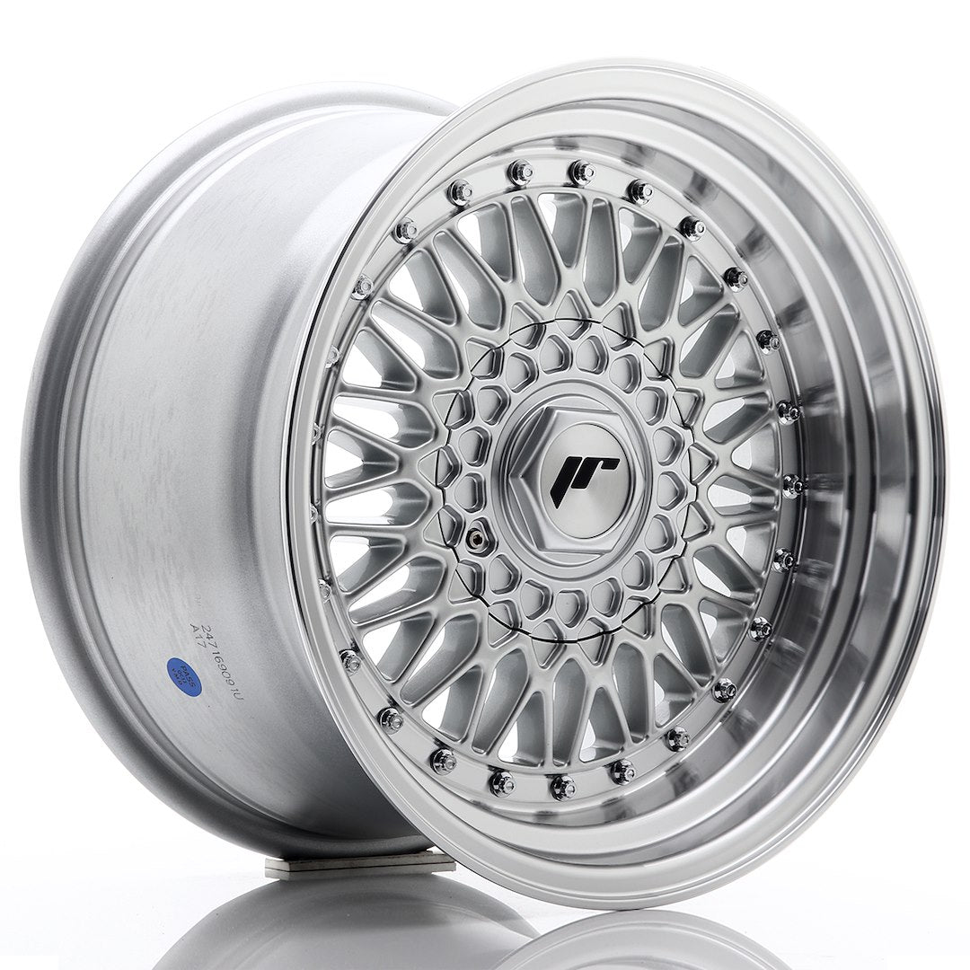 JR Wheels JR9 16x9 ET20 BLANK Silver w/ Machined Lip+Silver Rivets